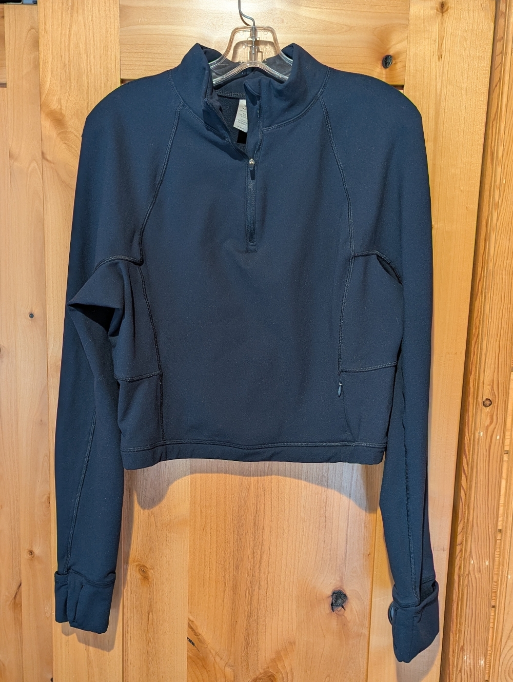 Yogalicious Lux Cropped Quarter Zip Pullover Brushed Fleece Navy Blue Sz XXL
